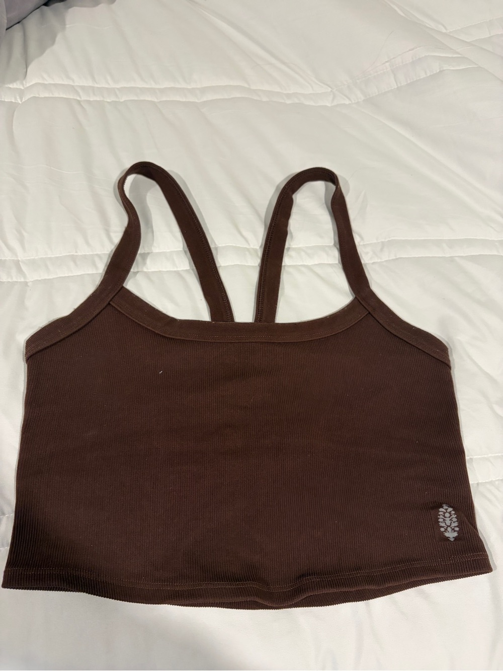 Free People Movement All Clear Solid Cami Ribbed Cropped Tank in Brown Size XL